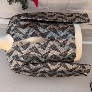 Jones New York Women's Vintage Black and Gold Geometric Blazer Short